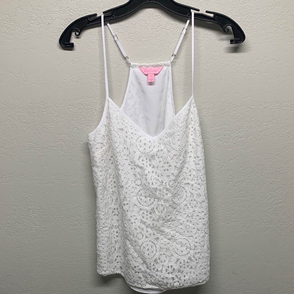 Lilly Pulitzer White Lace Tank Top Size Small